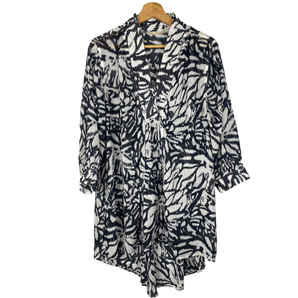 Soft Surroundings Sheer Tunic High Low Hem Blouse Size Large